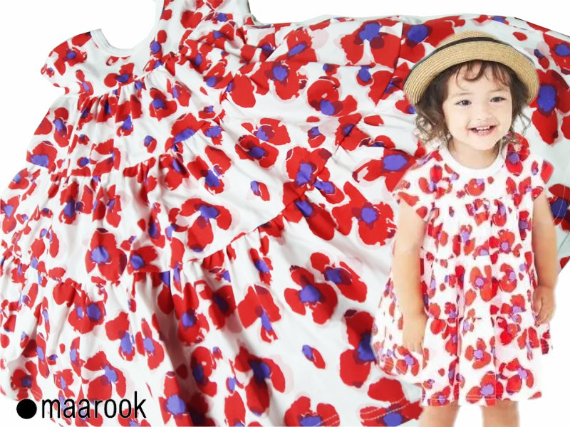 maarook「天竺パンジーＰＴティアードワンピース」(90-130cm)   【メール便送料無料】の画像