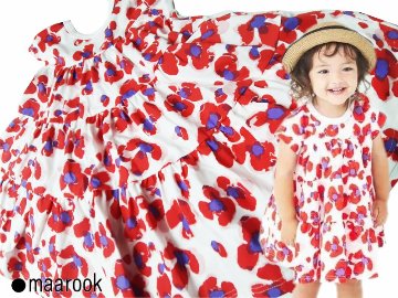 maarook「天竺パンジーＰＴティアードワンピース」(90-130cm)   【メール便送料無料】の画像