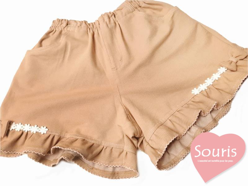 Souris(スーリー)「裾フリルショートパンツ」（110-130cm） 【メール便送料無料】の画像