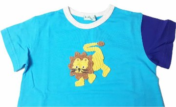 hakka kids「ライオンモチーフ付きTシャツ」(100-110cm） 【メール便送料無料】の画像