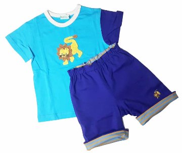 hakka kids「ライオンモチーフ付きTシャツ」(100-110cm） 【メール便送料無料】の画像