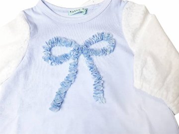 hakka kids「UVカットチュールリボンモチーフ付き7分袖チュニック」(100-130cm） 【メール便送料無料】の画像