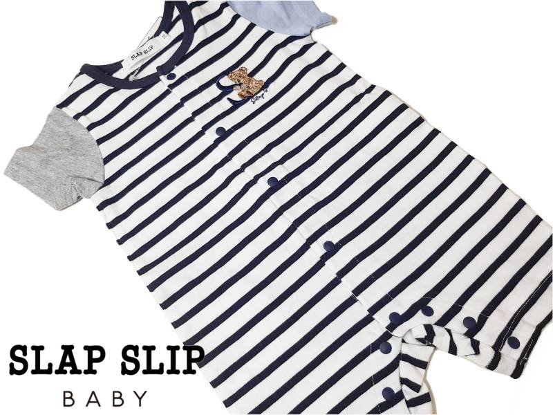 SLAP SLIP(スラップスリップ) 「ボーダー柄くまちゃんロンパース」(70-80cm) 【メール便送料198円対応】の画像