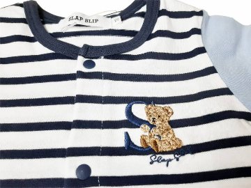 SLAP SLIP(スラップスリップ) 「ボーダー柄くまちゃんロンパース」(70-80cm) 【メール便送料198円対応】の画像