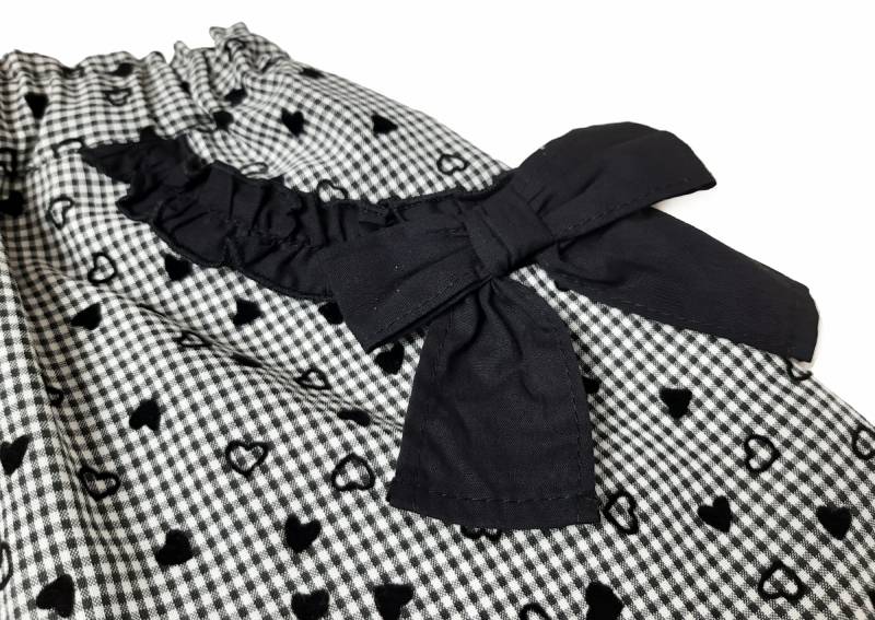 nino「ギンガムチェックハートフロッキー柄ショートパンツ」(100-130cm) 【メール便送料無料】の画像