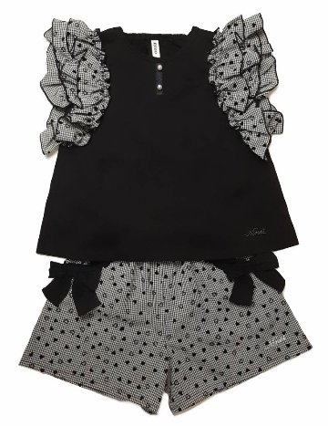 nino「ギンガムチェックハートフロッキー柄ショートパンツ」(100-130cm) 【メール便送料無料】の画像