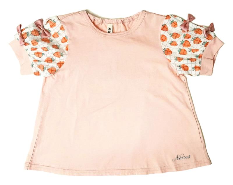 nino「シアーチェックストロベリープリント袖Tシャツ」(90-130cm) 【メール便送料無料】の画像