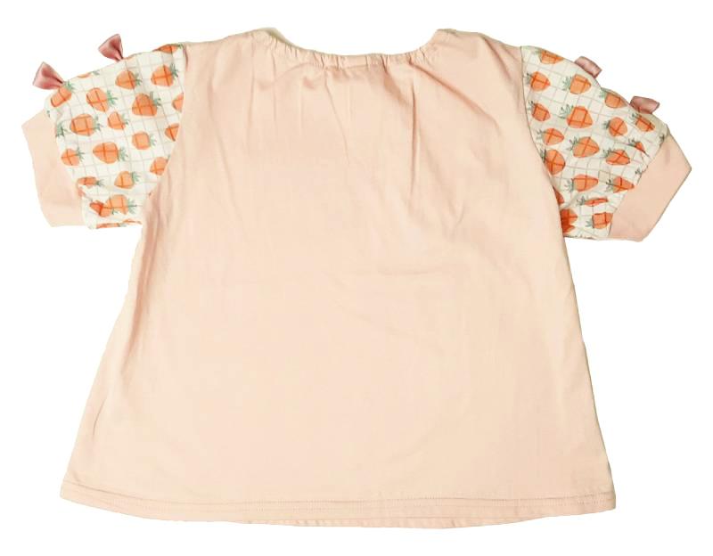 nino「シアーチェックストロベリープリント袖Tシャツ」(90-130cm) 【メール便送料無料】の画像
