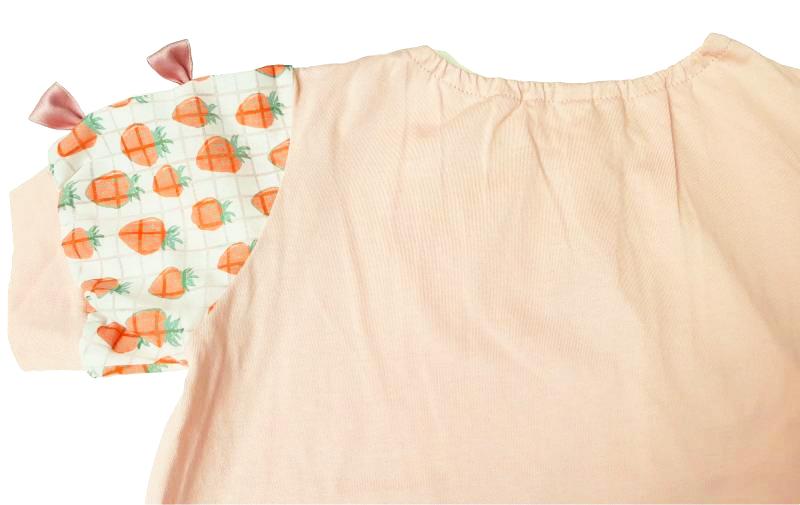 nino「シアーチェックストロベリープリント袖Tシャツ」(90-130cm) 【メール便送料無料】の画像