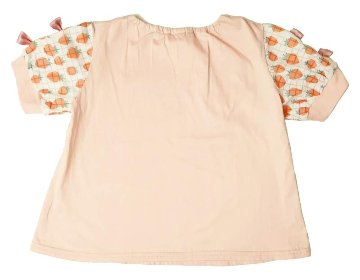 nino「シアーチェックストロベリープリント袖Tシャツ」(90-130cm) 【メール便送料無料】の画像