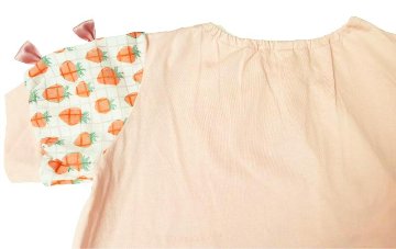 nino「シアーチェックストロベリープリント袖Tシャツ」(90-130cm) 【メール便送料無料】の画像