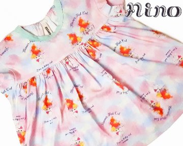nino「フラワーハットCATプリントカットソーチュニック」(90-130cm) 【メール便送料無料】の画像