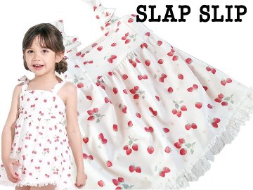 SLAP SLIP「肩リボン イチゴ総柄 ワンピース型 スイムウェア」 (90-130cm)の画像