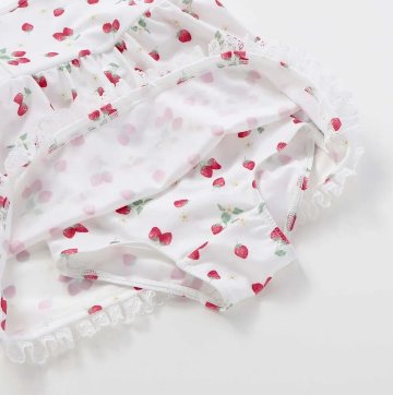 SLAP SLIP「肩リボン イチゴ総柄 ワンピース型 スイムウェア」 (90-130cm)の画像