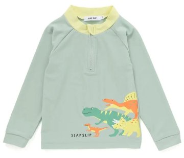 SLAP SLIP 「はたらく車 恐竜プリント ハーフジップ 男の子 ラッシュガード」 (90-130cm)の画像