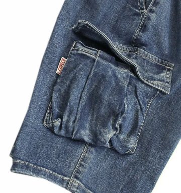 L.COPECK（エルコペック）「ライトオンスデニムカーゴワイド６分丈パンツ」(100-140cm)」 【メール便送料198円対応可】の画像