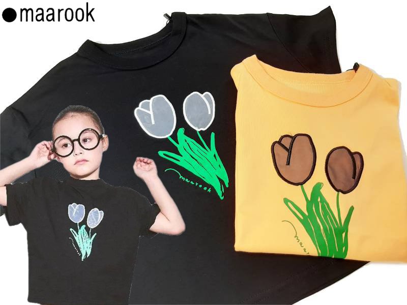 maarook「チューリップパッチ刺繍Tシャツ」(90-160cm)  【メール便対応】の画像