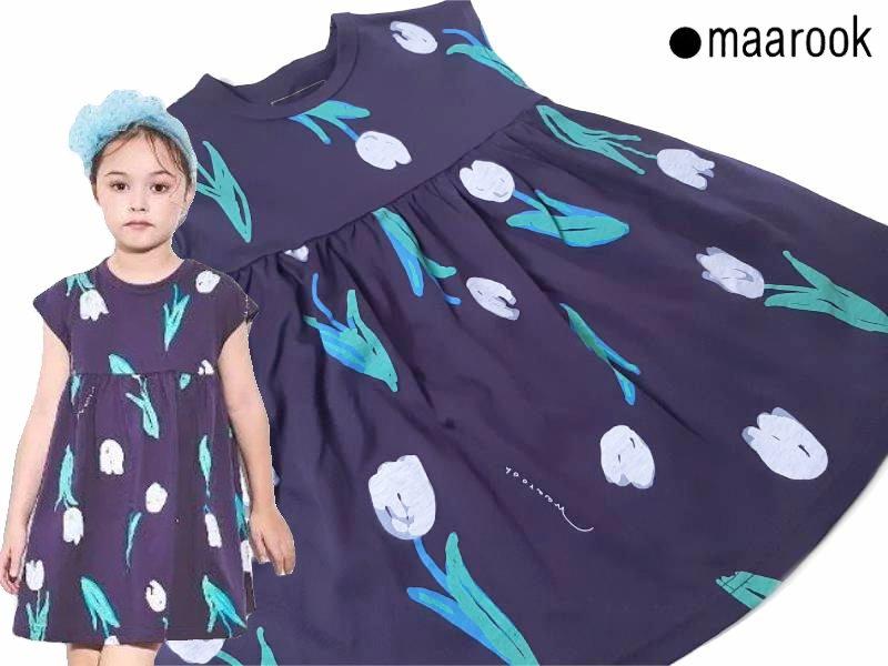 maarook「チューリッププリント天竺ワンピース(90-150cm)  【メール便送料無料】の画像