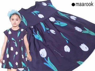 maarook「チューリッププリント天竺ワンピース(90-150cm)  【メール便送料無料】の画像