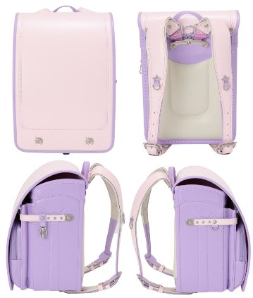 fafaランドセル2025年「牛革×人工皮革 キューブ型 ムーンスターモデル BABY PINK×LILAC」  【当店だけのオリジナルダブル特典付】の画像