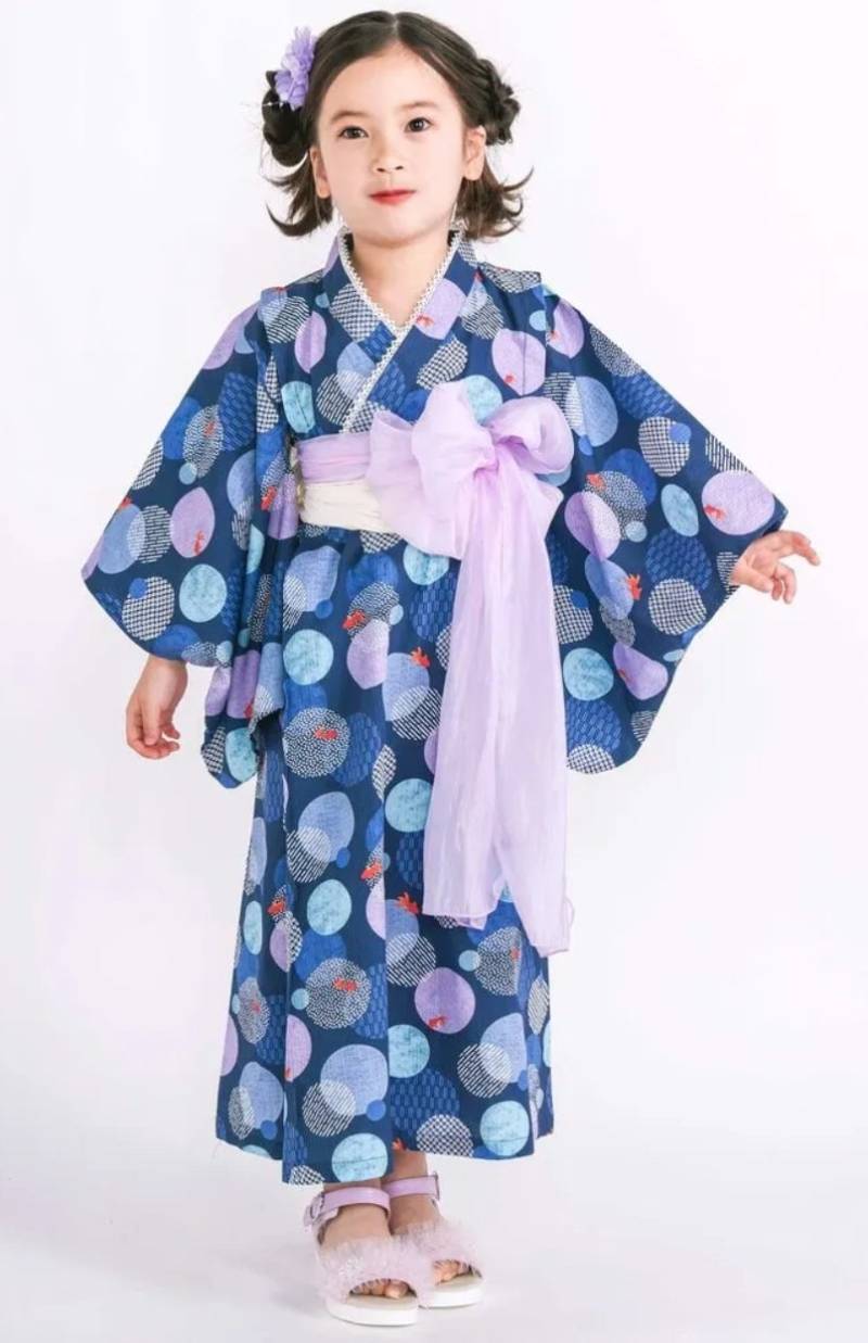 SLAP SLIP 「カンタン着付けプルオーバー浴衣+帯2種類 3点セット (90-140cm) 【メール便送料無料】の画像