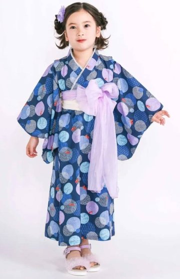 SLAP SLIP 「カンタン着付けプルオーバー浴衣+帯2種類 3点セット (90-140cm) 【メール便送料無料】の画像