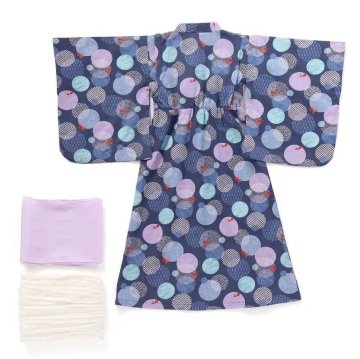 SLAP SLIP 「カンタン着付けプルオーバー浴衣+帯2種類 3点セット (90-140cm) 【メール便送料無料】の画像