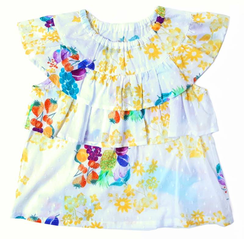 hakka kids「オリジナルスクエアフルーツ＆フラワーPtチュニック」(80-130cm） 【メール便送料無料】の画像