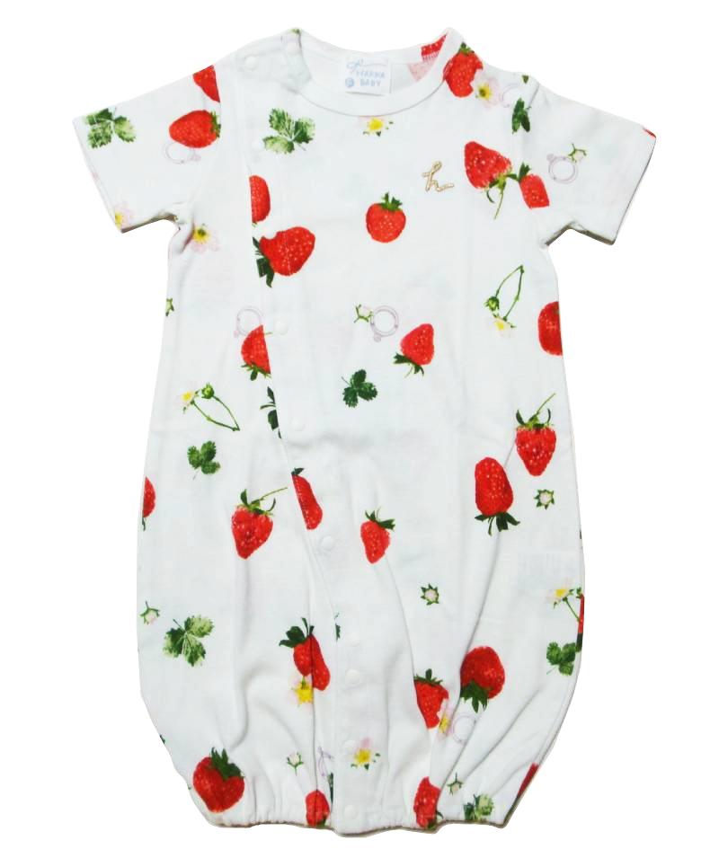 hakka baby 「COTTON CANDY いちごリングPt 半袖2WAYカバーオール」（F） 【メール便送料198円対応】の画像