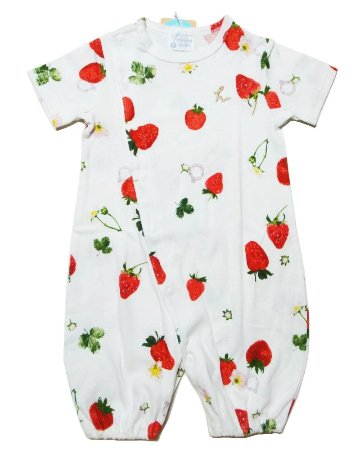 hakka baby 「COTTON CANDY いちごリングPt 半袖2WAYカバーオール」（F） 【メール便送料198円対応】の画像