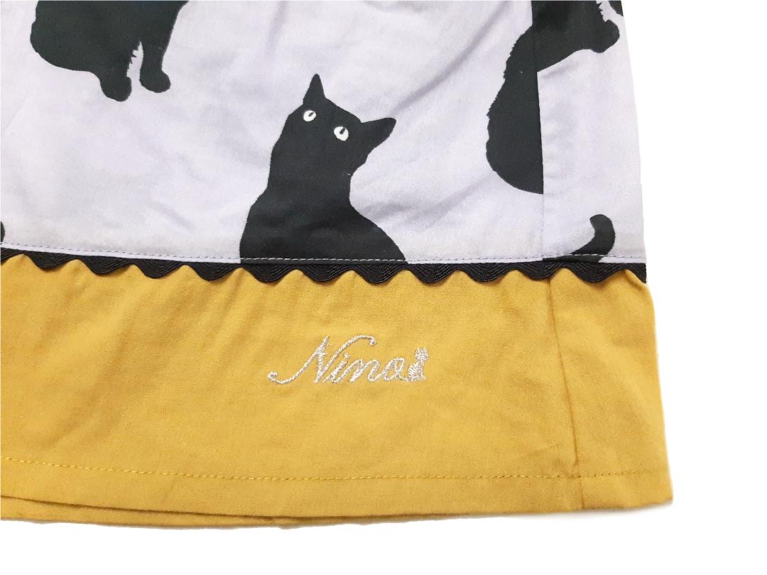 nino「くろねこプリントフレンチスリーブワンピース」(90-140cm) の画像