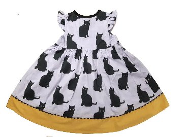 nino「くろねこプリントフレンチスリーブワンピース」(90-140cm) の画像