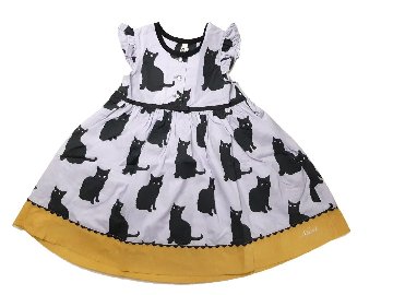 nino「くろねこプリントフレンチスリーブワンピース」(90-140cm) の画像