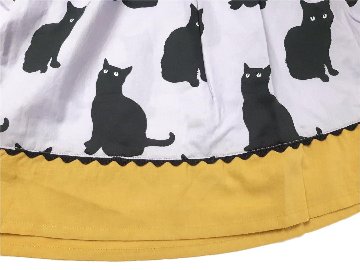 nino「くろねこプリントフレンチスリーブワンピース」(90-140cm) の画像