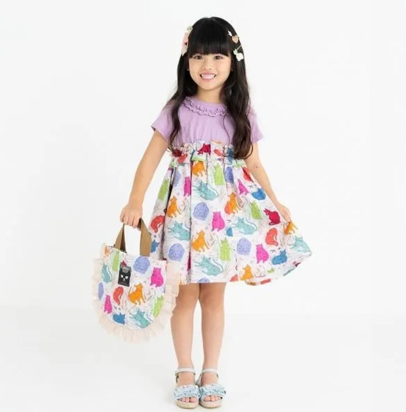 nino「マルチねこプリント半袖ワンピース」(90-140cm) の画像