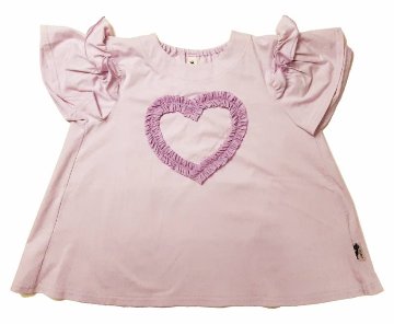 nino「フリルハート付きオフショルダーTシャツ」(90-130cm) 【 メール便送料無料】の画像
