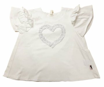 nino「フリルハート付きオフショルダーTシャツ」(90-130cm) 【 メール便送料無料】の画像