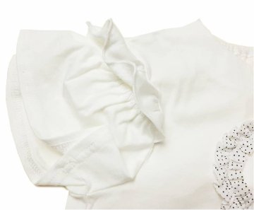 nino「フリルハート付きオフショルダーTシャツ」(90-130cm) 【 メール便送料無料】の画像