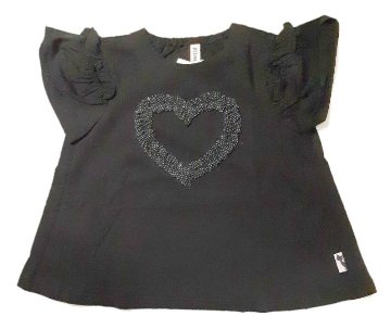 nino「フリルハート付きオフショルダーTシャツ」(90-130cm) 【 メール便送料無料】の画像
