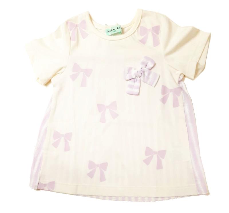 hakka baby&kids 「【KEEP DRY】リボン柄ストライプ切り替えチュニック」 (80-130cm） 【メール便送料無料】の画像