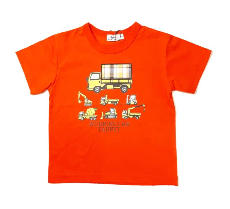 Tappet (タペット) 「チェック柄トラックパッチ刺繍はたらく自動車プリントＴシャツ」 (80-130cm)  【メール便送料無料】の画像