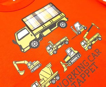 Tappet (タペット) 「チェック柄トラックパッチ刺繍はたらく自動車プリントＴシャツ」 (80-130cm)  【メール便送料無料】の画像
