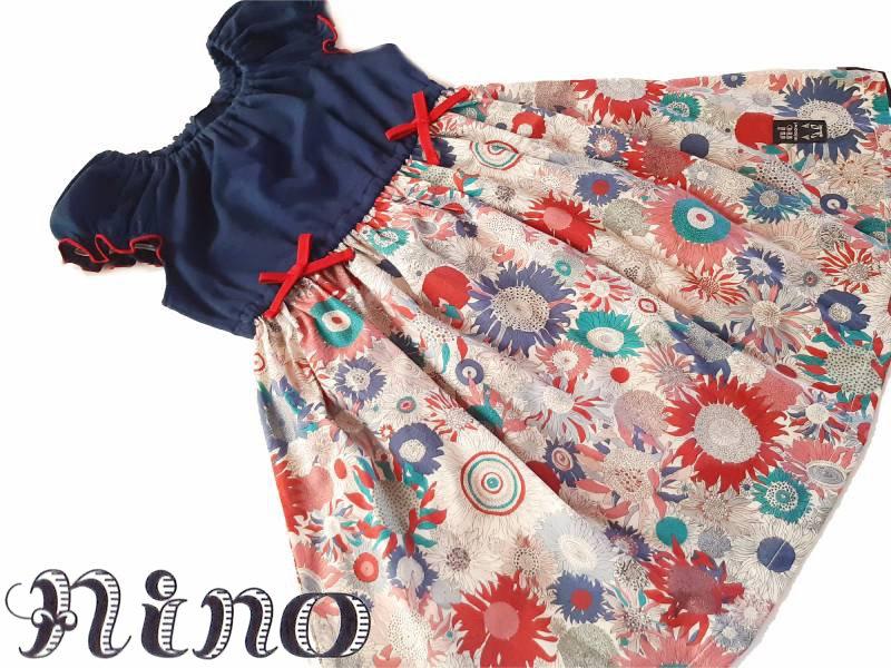nino「リバティープリントパフスリーブワンピース」(100-140cm) 『メール便送料無料』の画像