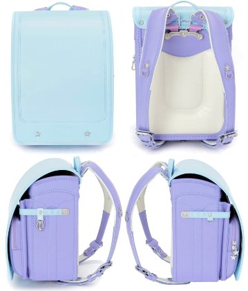 fafaランドセル2025年「クラリーノ キューブ型 BABY BLUE×LAVENDER」 【当店だけのオリジナルダブル特典付】の画像