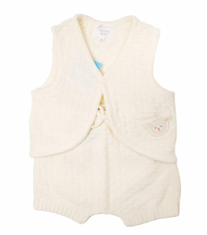 hakka baby「取り外し可能アニマルワッペン付きニットベスト」(70-80cm） 【メール便送料無料】の画像