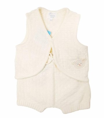 hakka baby「取り外し可能アニマルワッペン付きニットベスト」(70-80cm） 【メール便送料無料】の画像