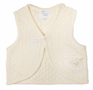 hakka baby「取り外し可能アニマルワッペン付きニットベスト」(70-80cm） 【メール便送料無料】の画像