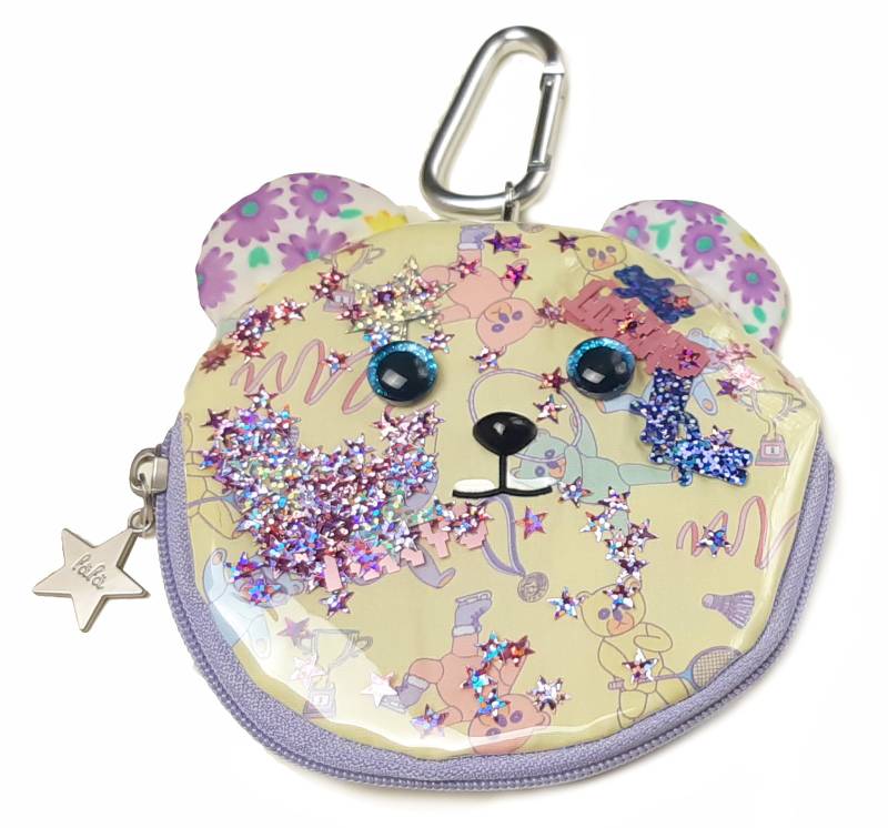 fafa「LEA スパンコール入りクマちゃんフェイスパスケース」（F）メール便送料198円対応可の画像