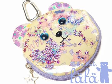 fafa「LEA スパンコール入りクマちゃんフェイスパスケース」（F）メール便送料198円対応可の画像