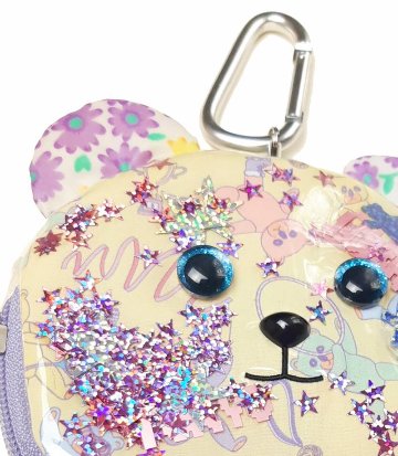 fafa「LEA スパンコール入りクマちゃんフェイスパスケース」（F）メール便送料198円対応可の画像